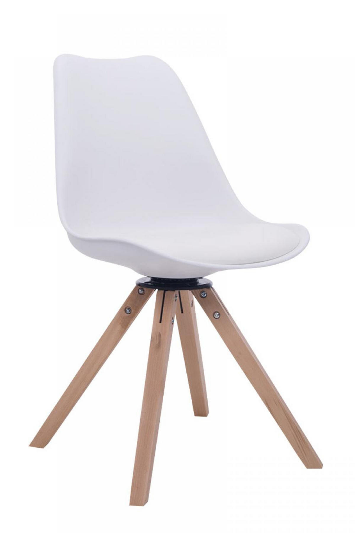 DREHSTUHL Lederlook weiß - Eukalyptusholzfarben/Weiß, Holz/Textil (48/84/56cm) - CLP