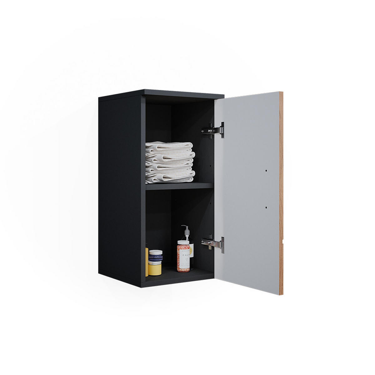 BADSCHRANK Irma Goldkraft Eiche/Anthrazit 30 x 59 cm - Anthrazit/Eiche Wotan, Holzwerkstoff (30/59/24cm) - Vicco