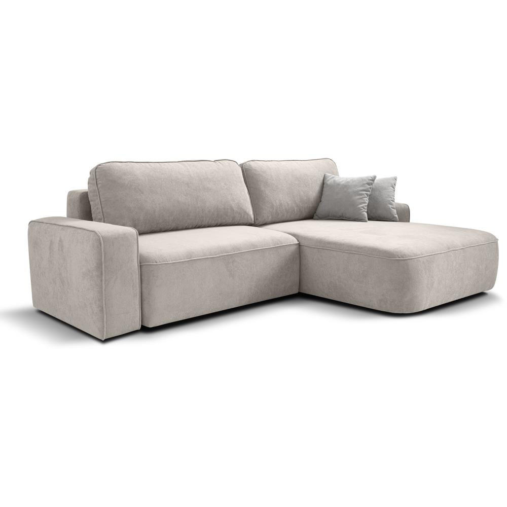 ECKSCHLAFSOFA Torre beige velours rechts - Beige, Textil (258/171cm) - Beautysofa