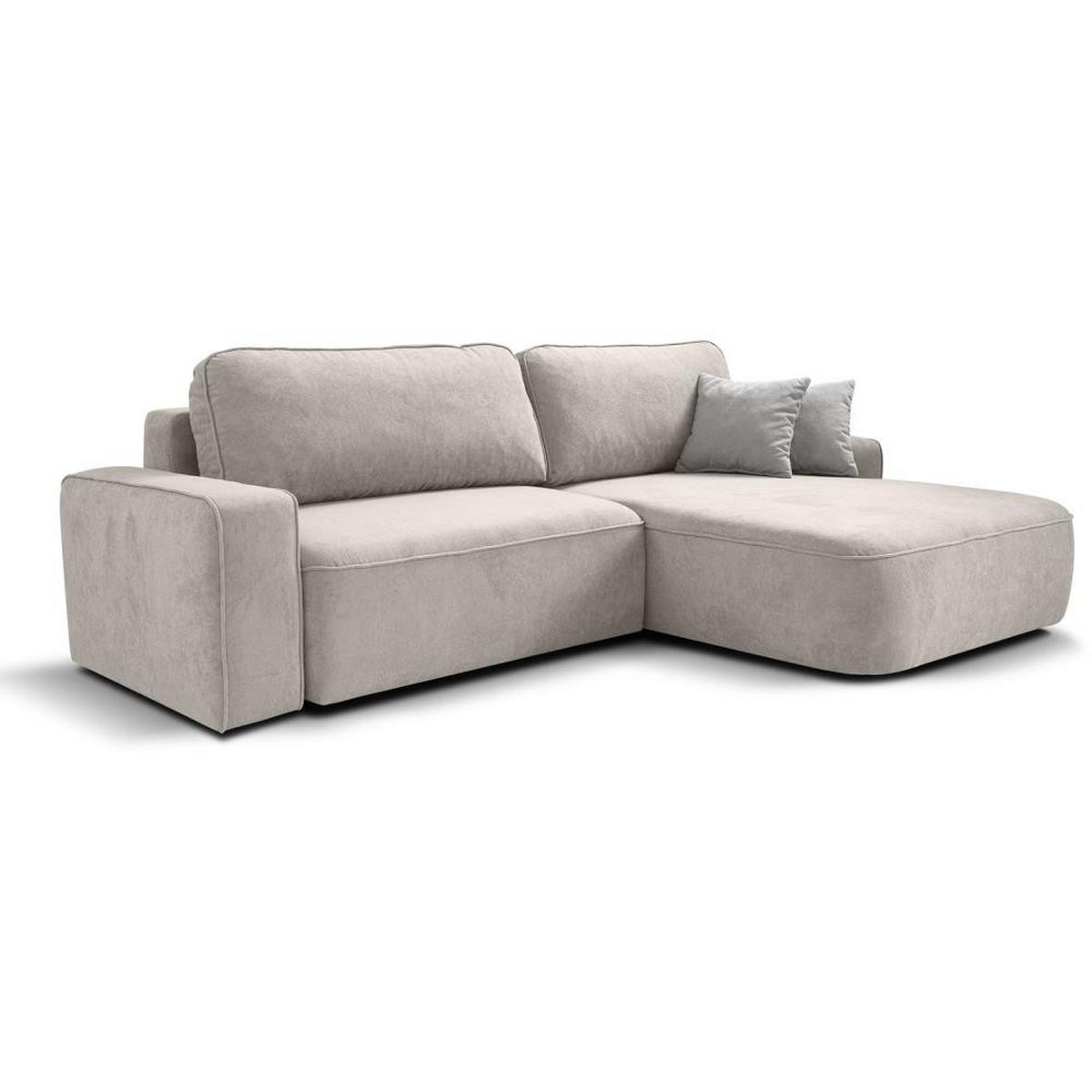 ECKSCHLAFSOFA Torre beige velours rechts - Beige, Textil (258/171cm) - Beautysofa