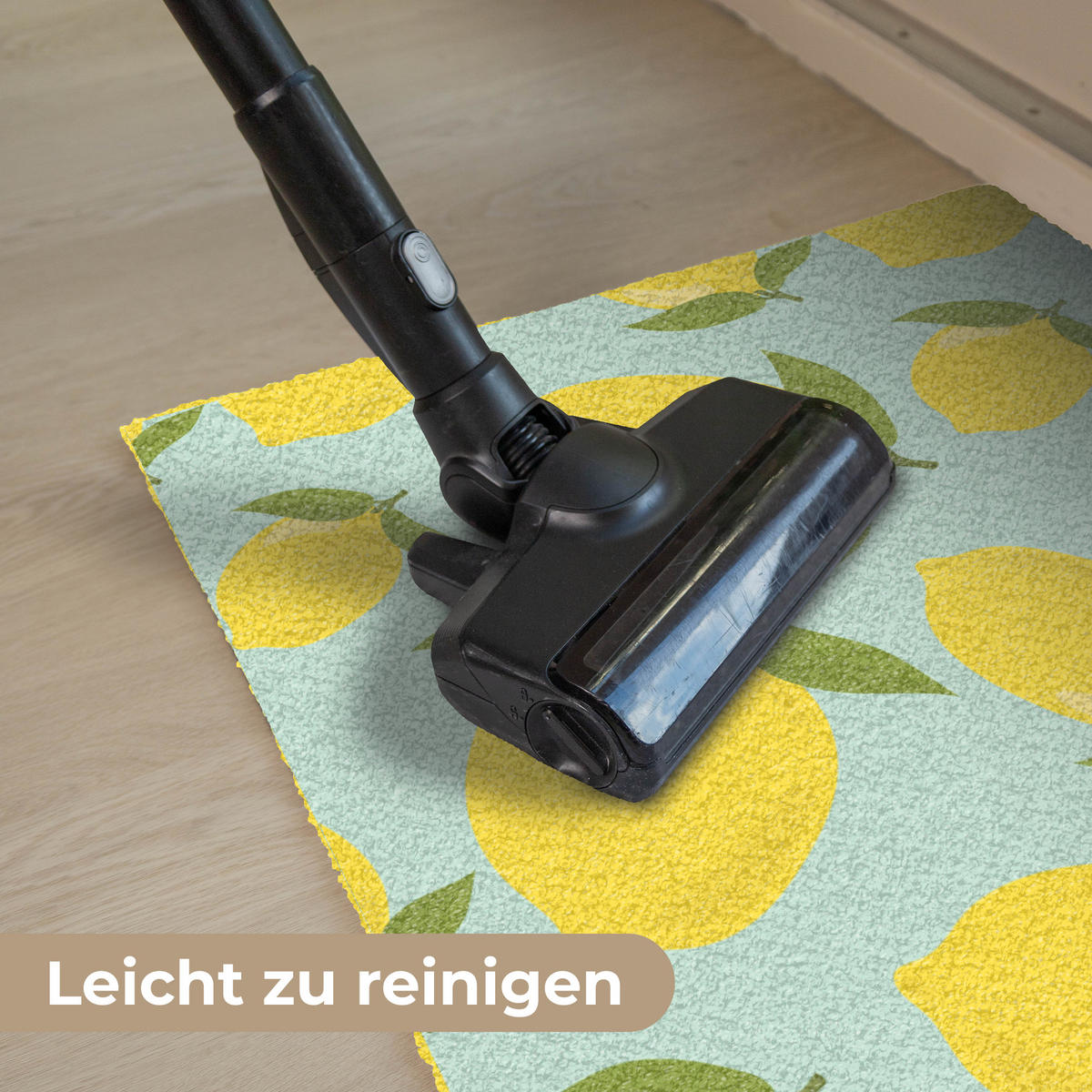 FUSSMATTE Muster Zitronen - Gelb - Blau - Muster - Früchte 90x60 cm - Gelb, Kunststoff (90/0.4cm) - MuchoWow