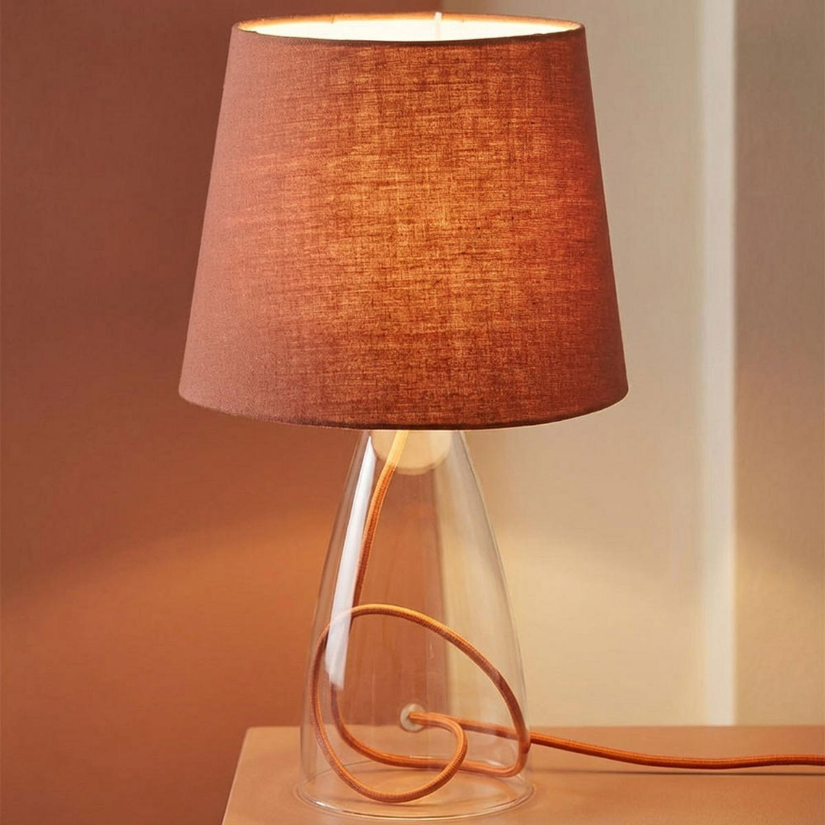 LED TISCHLEUCHTE Cara Braun Klar - Braun, Glas (20/20/36cm) - Wofi