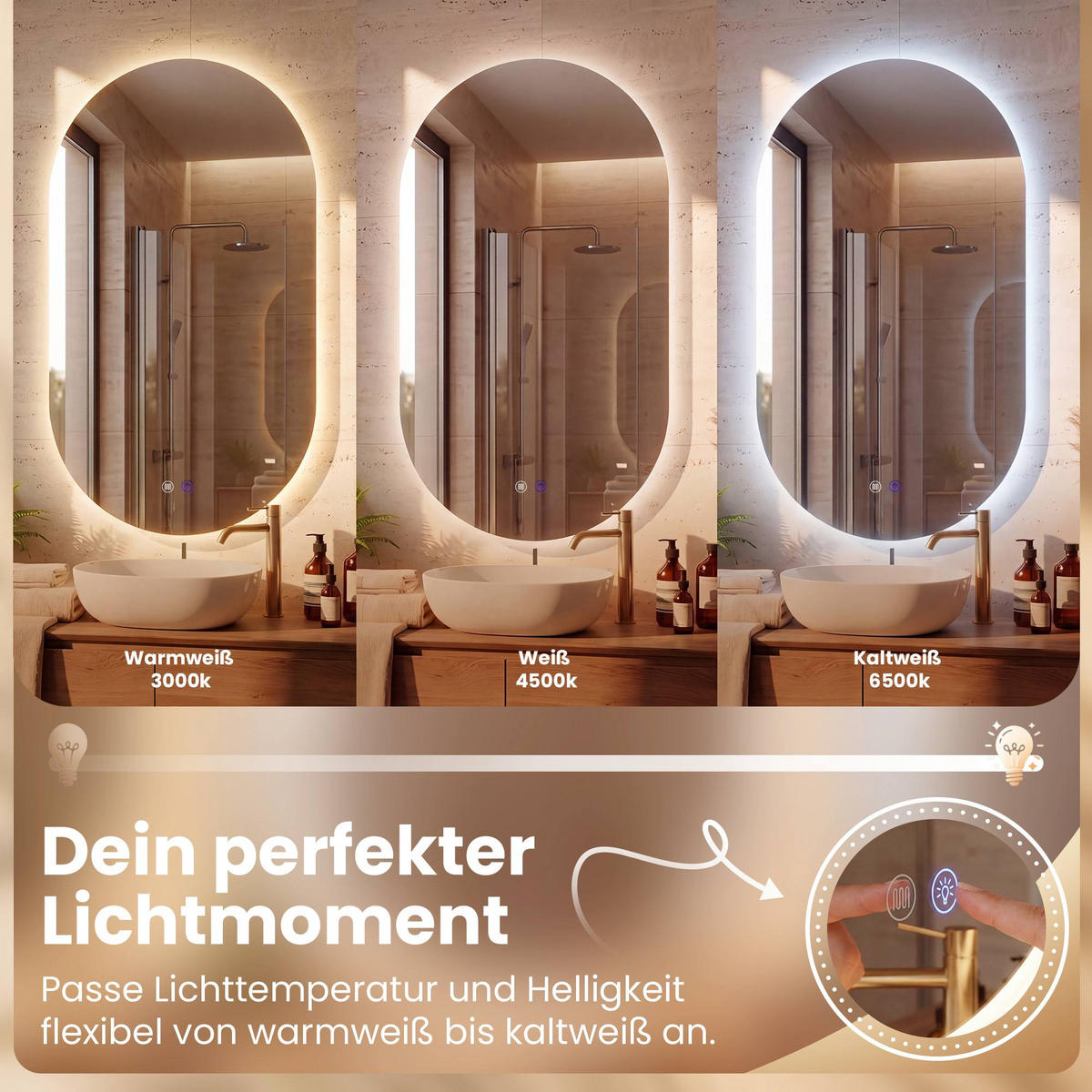 BADEZIMMERSPIEGEL flach 60/3/100 cm Glas Klarglas - Klar, Glas (60/100/3cm) - CLP