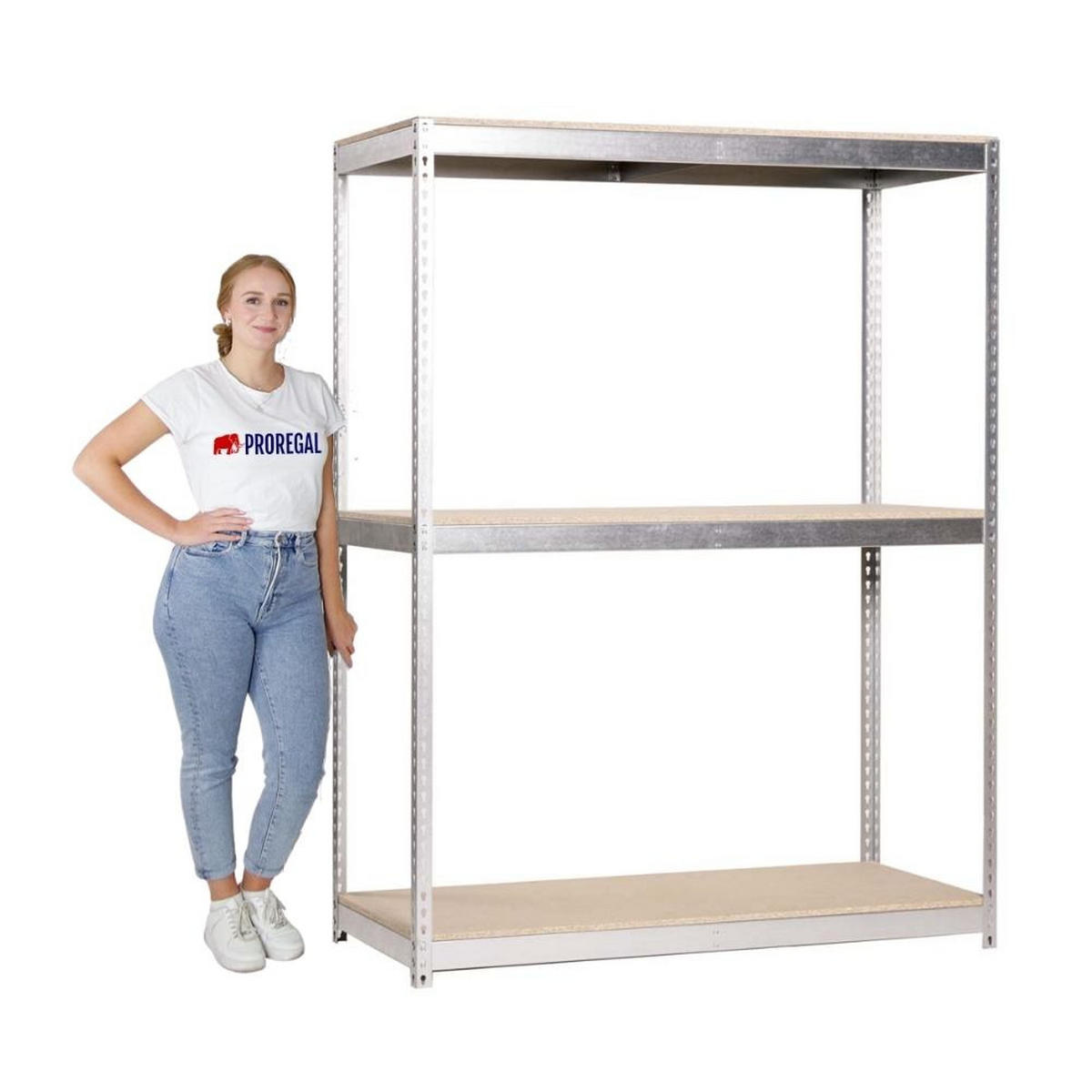 SCHWERLASTREGAL BIG WOOD YETI THREE | HxBxT 200x180x75cm | Fachlast 400kg | Verzinkt - Silberfarben, Metall (180/200/75cm) - PROREGAL