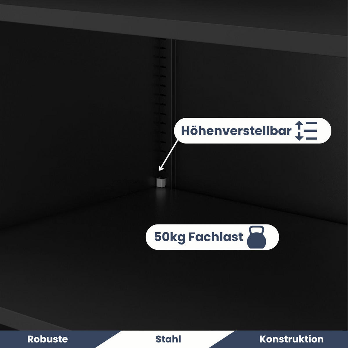 AKTENSCHRANK abschließbar KADO Flügeltüren 185x45x60cm Schwarz - Schwarz, Metall (45/185/60cm) - DELUKE