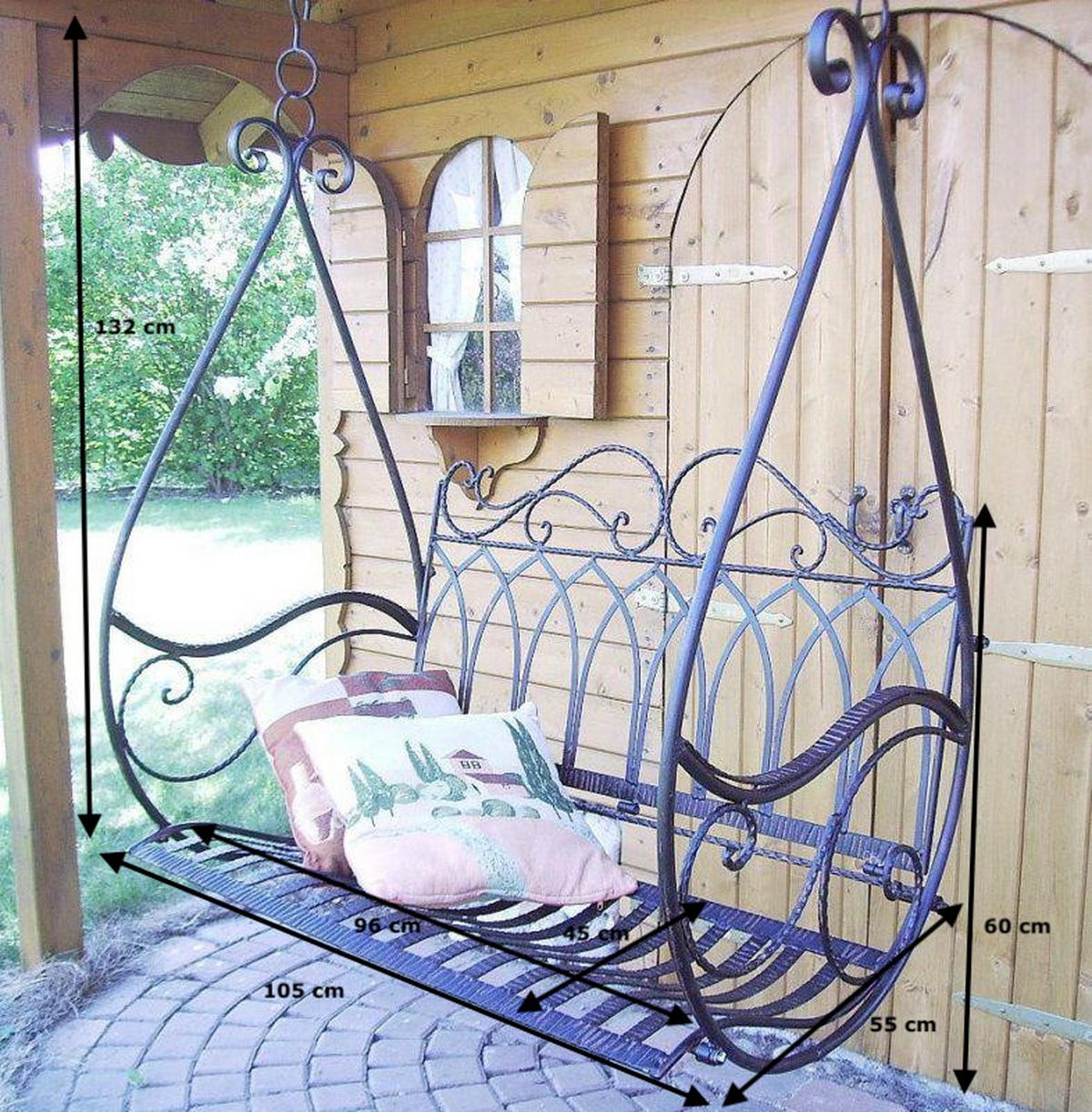 HÄNGEBANK 2 Sitzer Metall Braun 1868 - Braun, Metall (105/60/55cm)