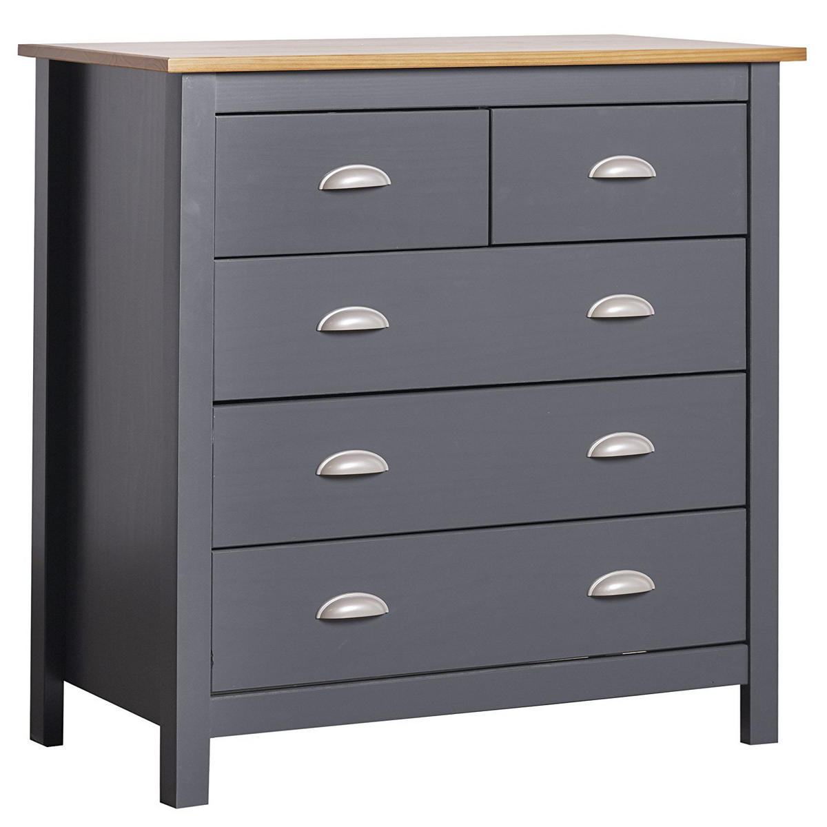 KOMMODE 79/80/40 Jade Grau - Anthrazit, Holz (79/80/40cm)