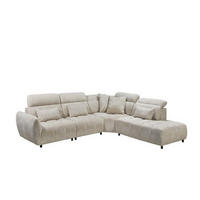 ECKSOFA mit verstellbaren Kopflehnen und Nosagfederung - Beige, Textil (285/339cm) - ed exciting design