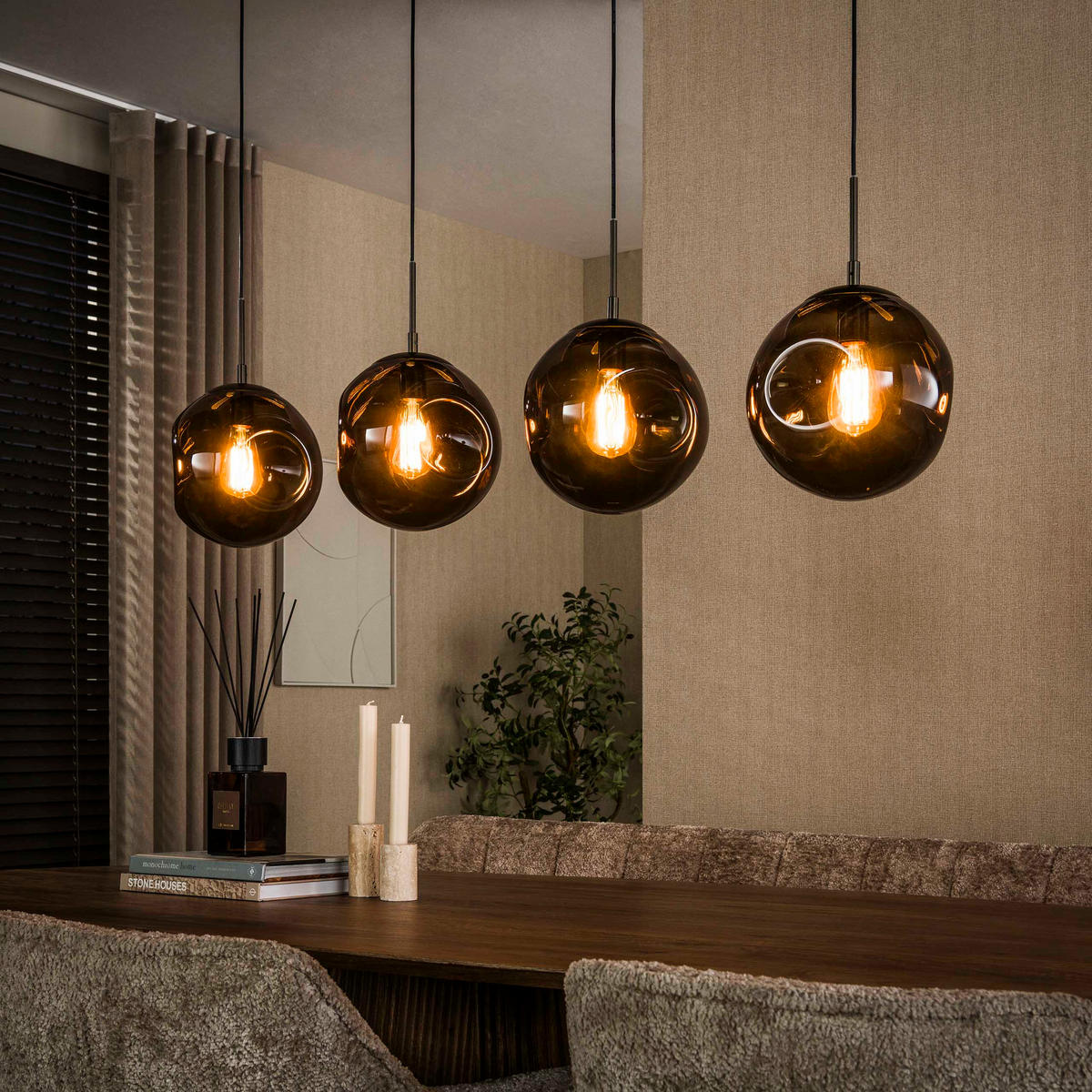 HÄNGELEUCHTE Stellar Braun 25/130/150 cm - Braun, Glas (25/130/150cm) - Hoyz Collection