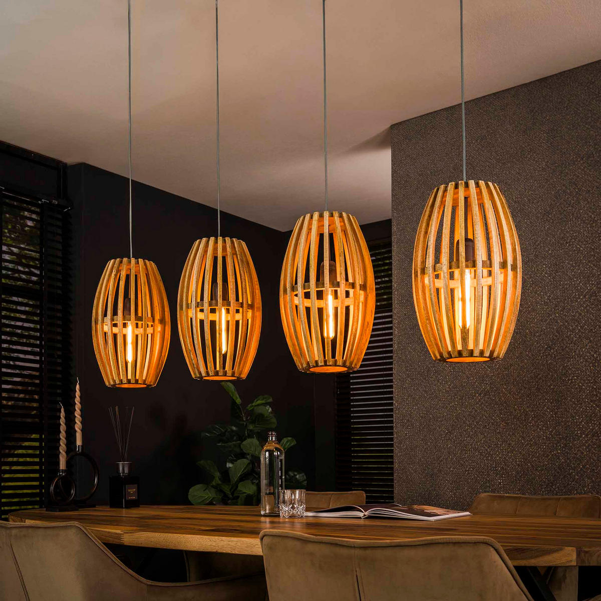 HÄNGELEUCHTE Orbit Braun 25/135/ 150 cm - Braun, Holz (25/135/150cm) - Hoyz Collection