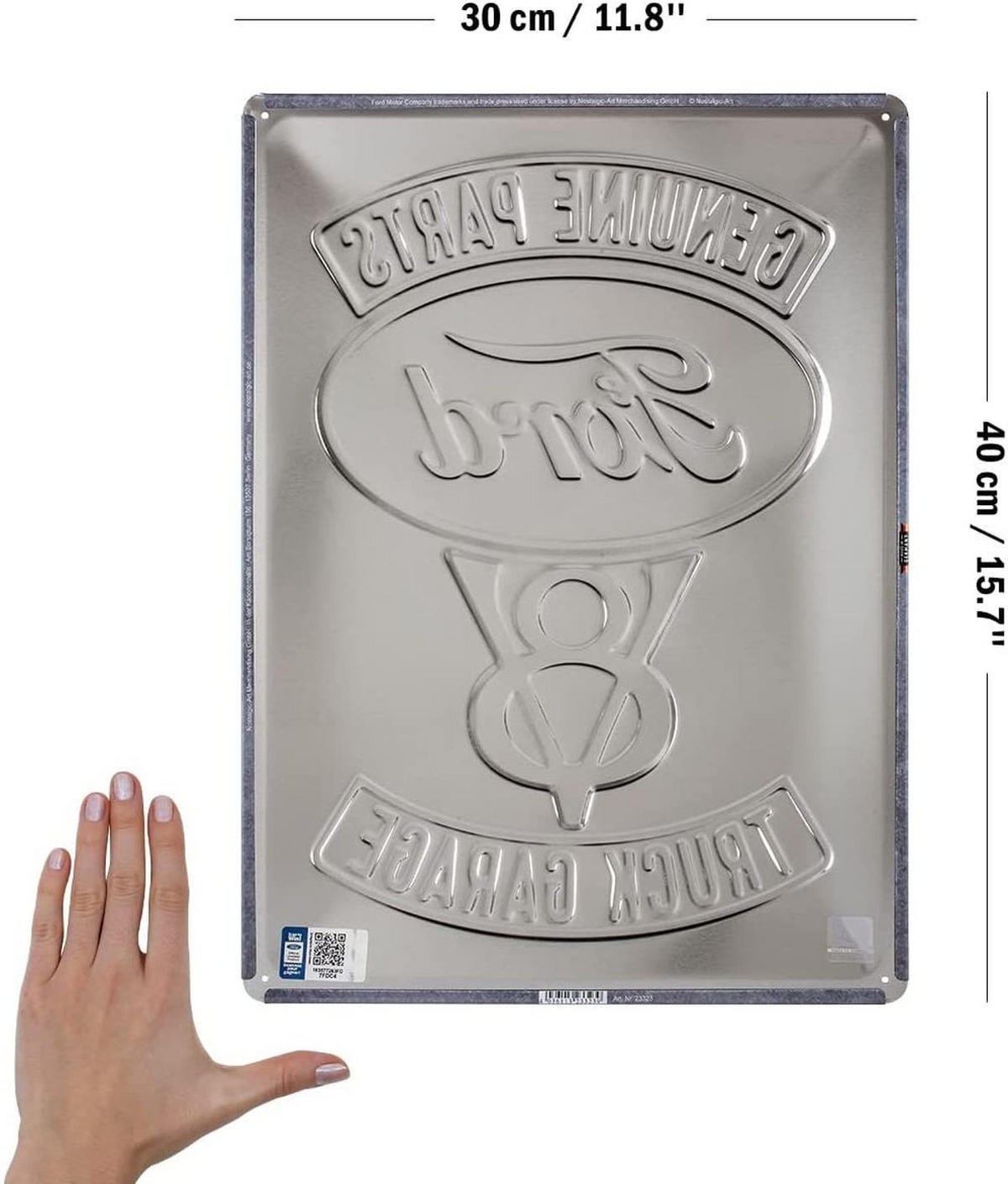 BLECHSCHILD 30/40 cm Ford V8 Truck Garage - Multicolor, Metall (30/40/0.2cm) - Nostalgic-Art