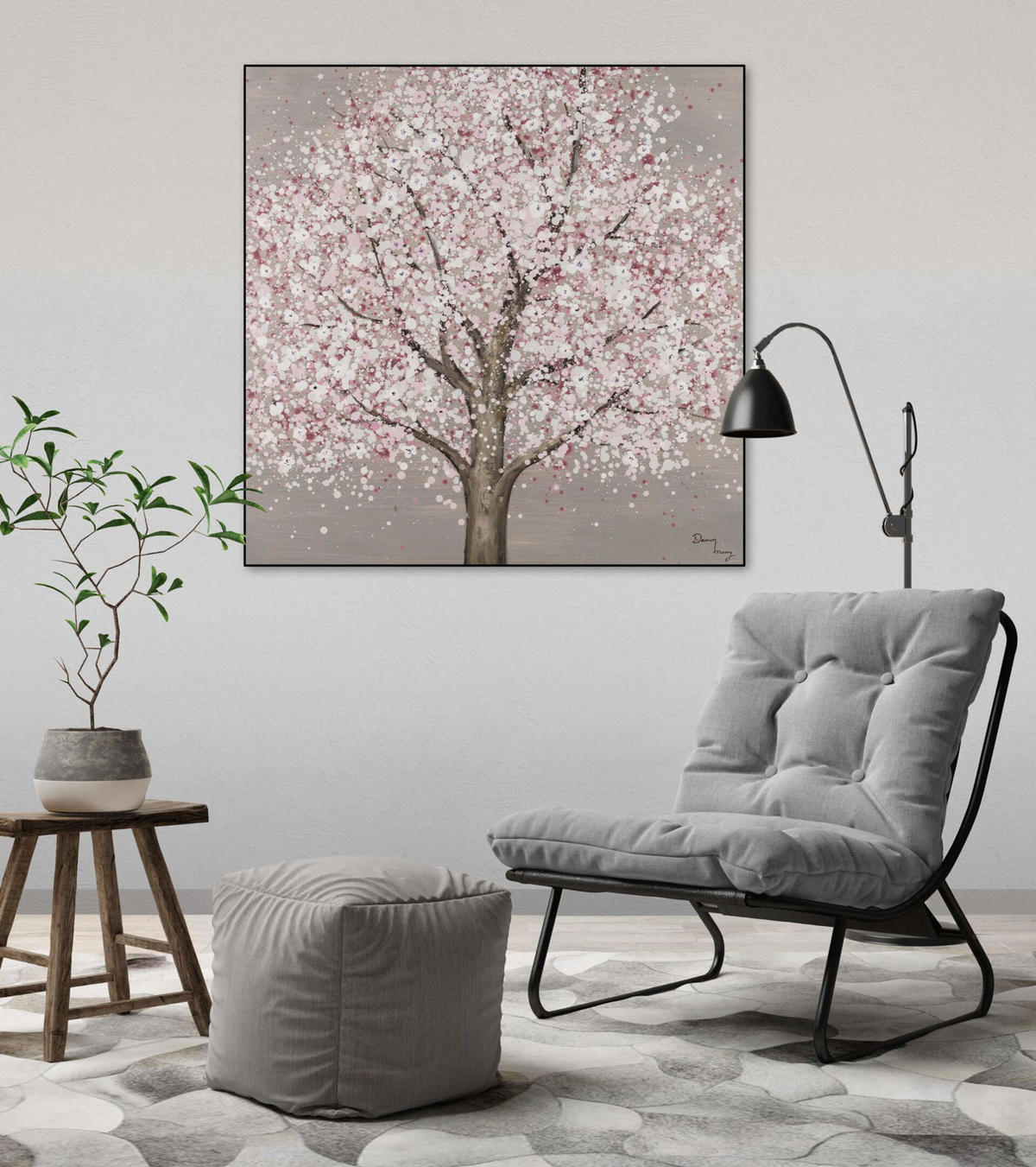 ACRYLBILD HANDGEMALT 80/80 cm - Weiß, Holz/Textil (1.64/80cm) - KUNSTLOFT