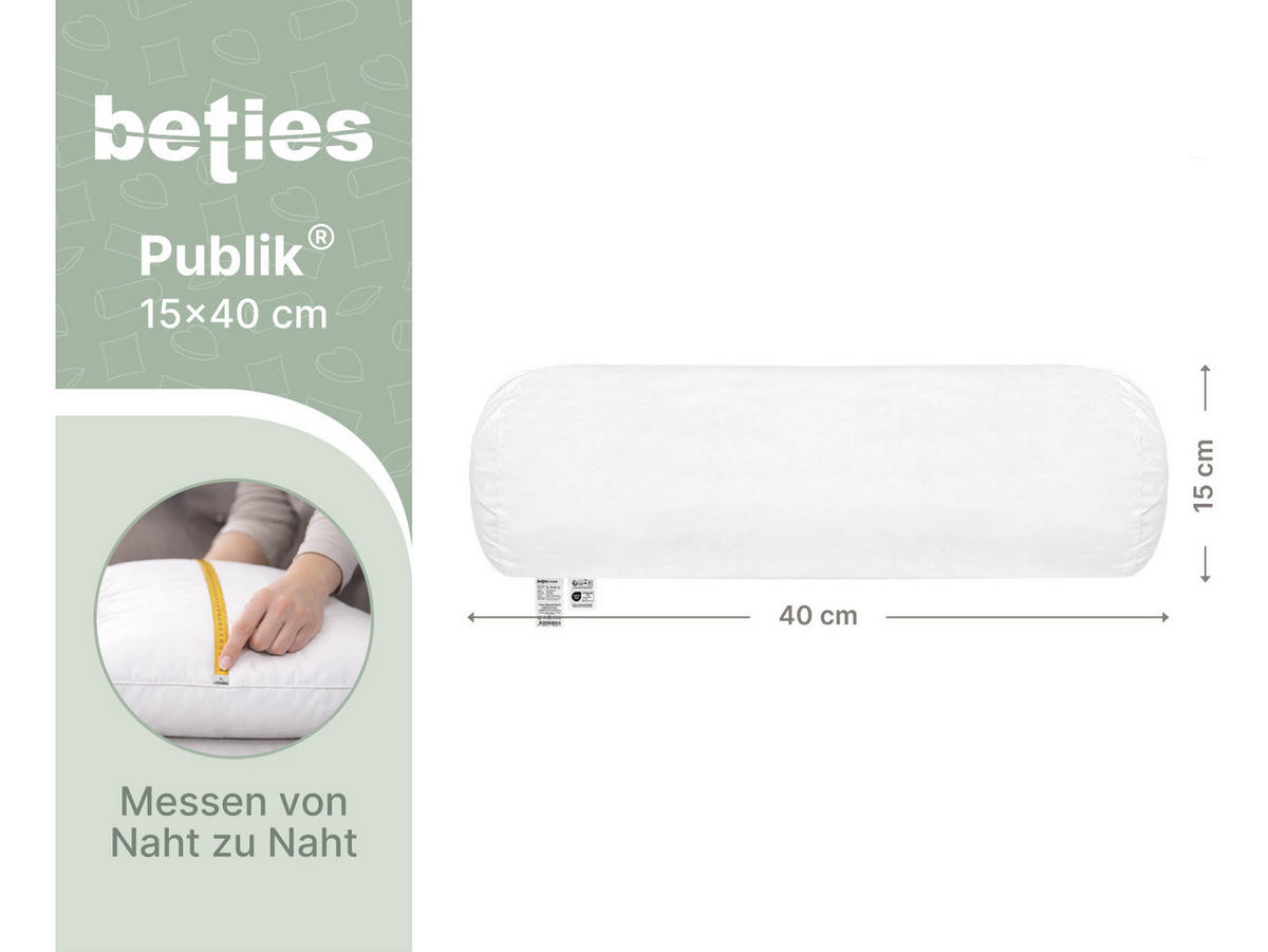 NACKENROLLE Publik Federfüllung 15/40 cm - Creme, Textil (15/40cm) - beties Heimtextil