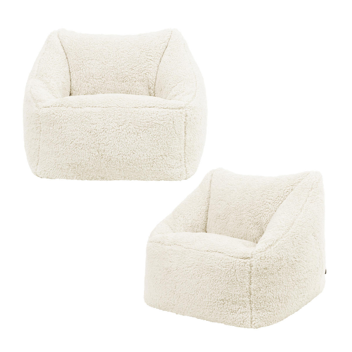 SITZSACK Flauschig für Kinder 2er-Set - Creme, Kunststoff/Textil (55/44/55cm) - icon