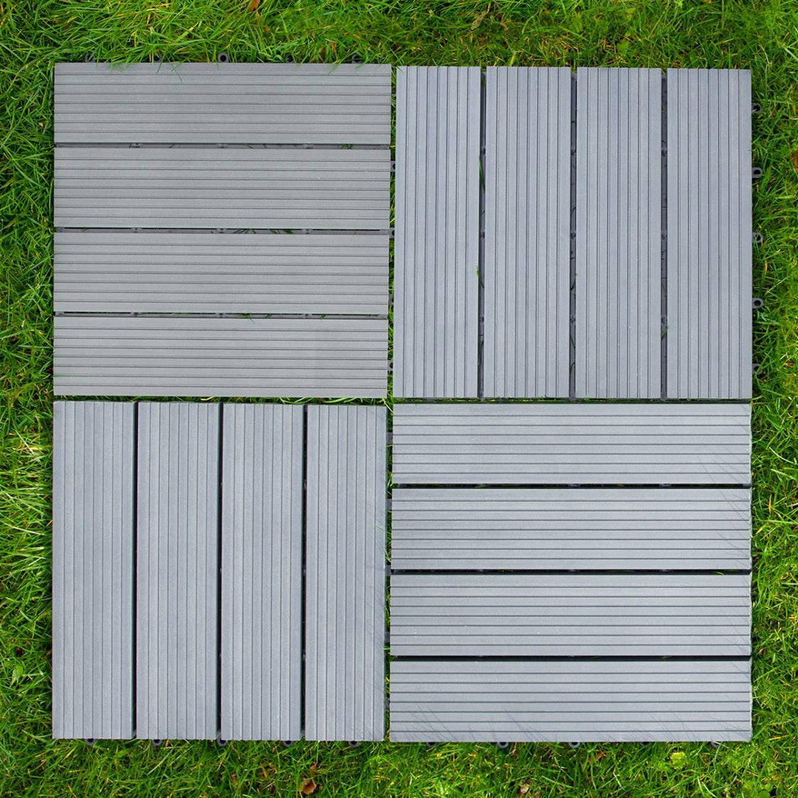 TERRASSENFLIESEN 66 x WPC Grau - Grau, Holzwerkstoff (30/30/2.5cm)