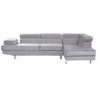ECKSOFA Samtstoff Grau rechtsseitig Norrea - Hellgrau, Textil (262/169cm) - Beliani