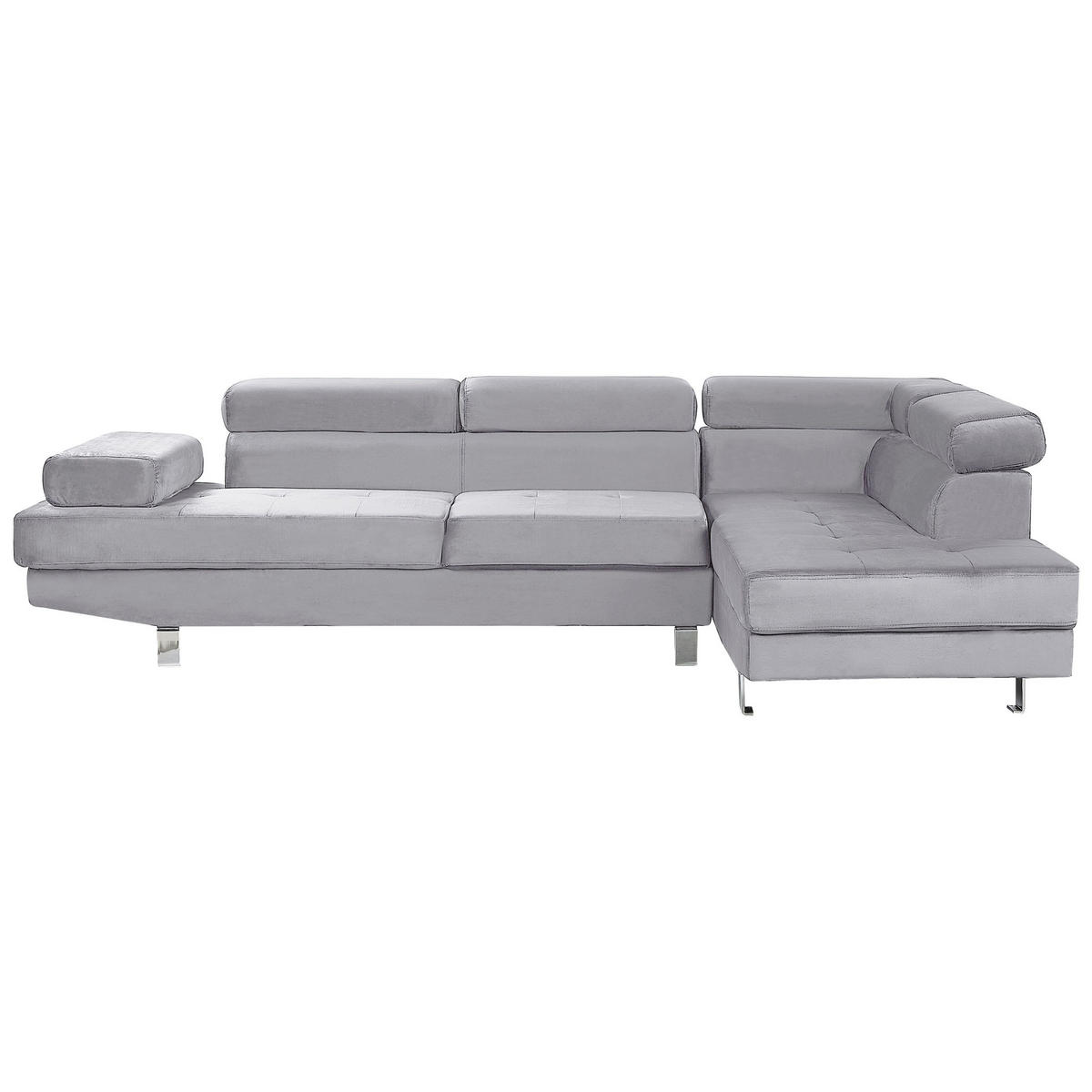 ECKSOFA Samtstoff Grau rechtsseitig Norrea - Hellgrau, Textil (262/169cm) - Beliani