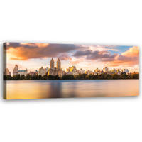 WANDBILD sonnenuntergang über der stadt - Beige, Textil (90/30cm) - Feeby