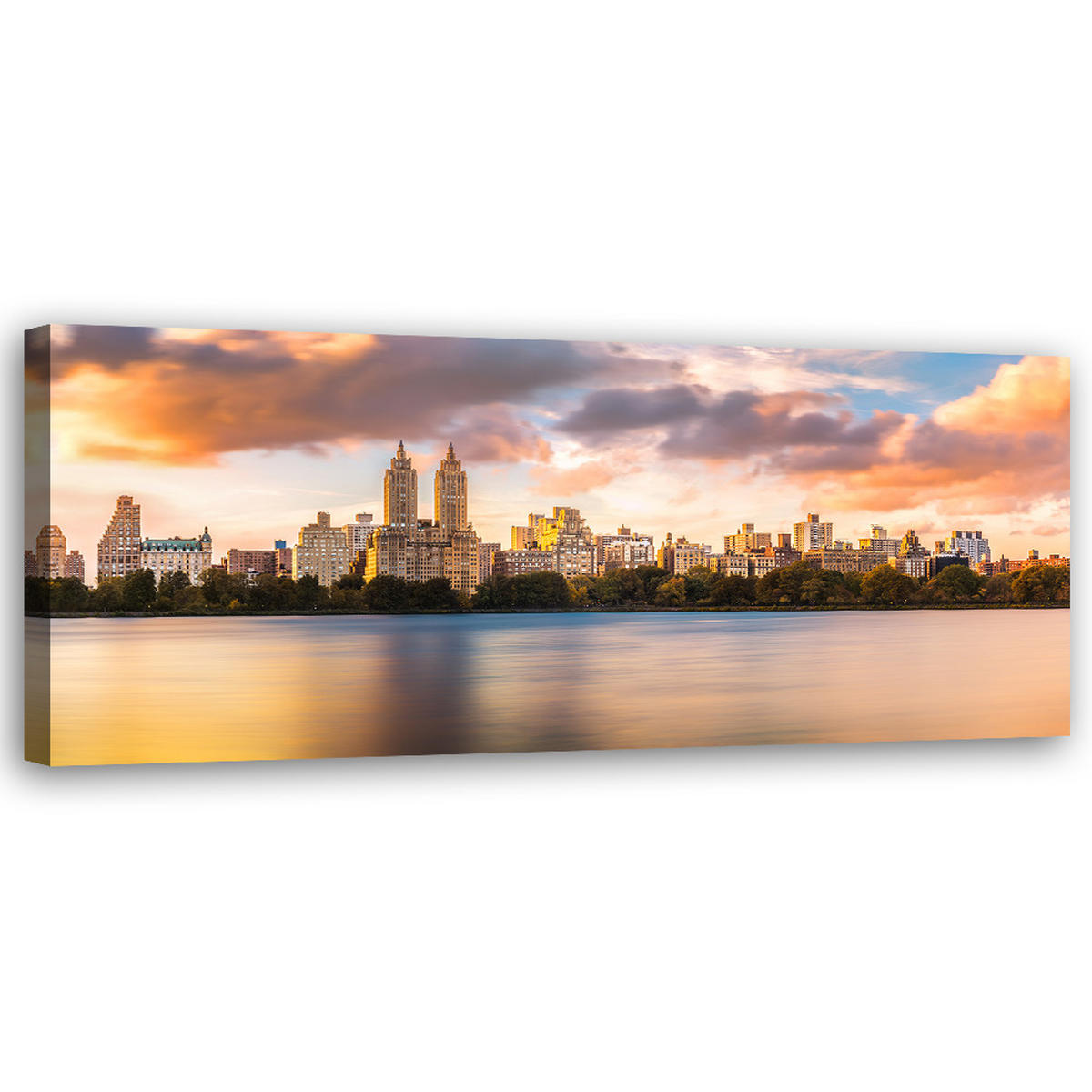 WANDBILD sonnenuntergang über der stadt - Beige, Textil (90/30cm) - Feeby