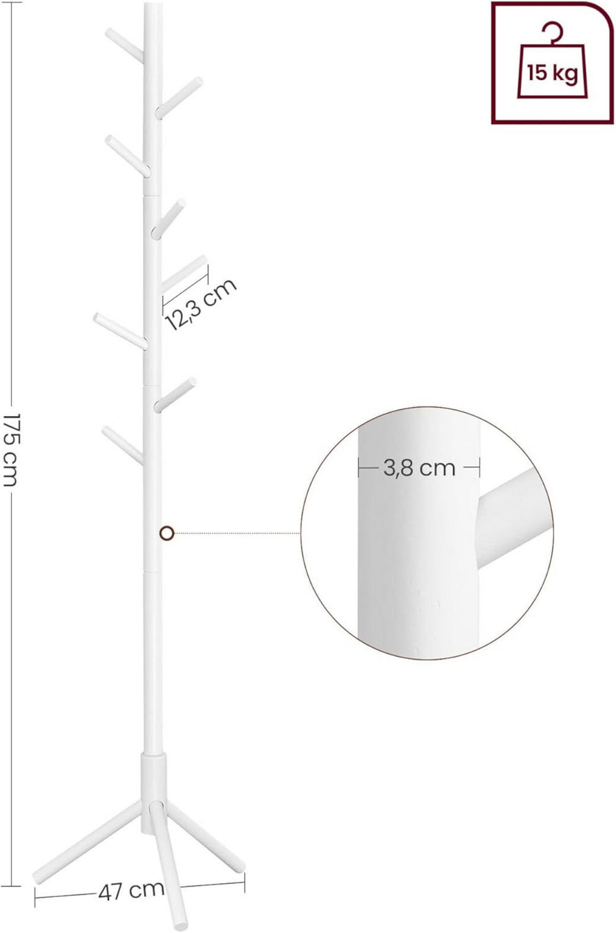 GARDEROBENSTÄNDER - Weiß, Holz (47/175/47cm) - Mat-Haus