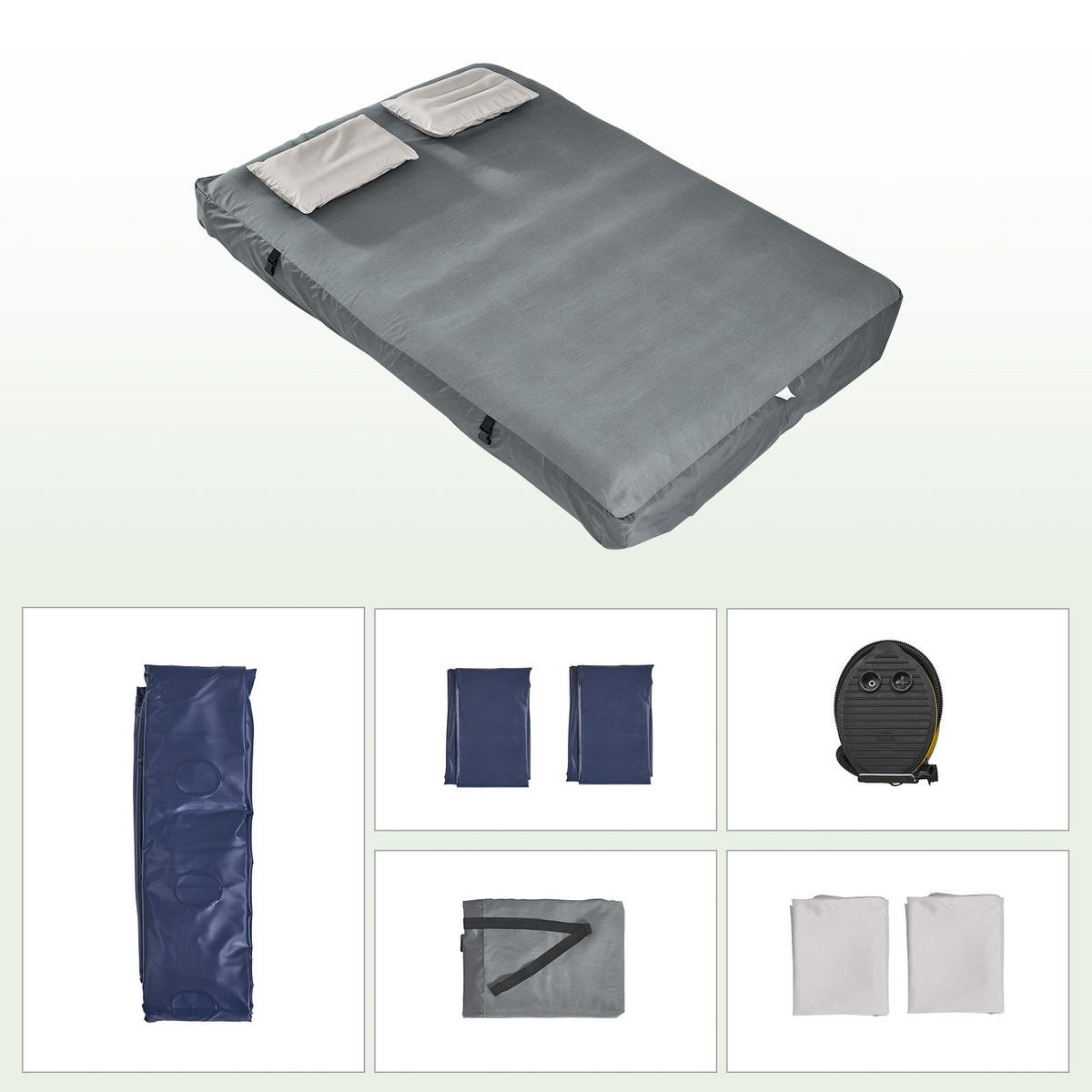 CAMPINGBETT mit Zelt und aufblasbarer Matratze OGS32-II-L-HG-TP - Ahornfarben, Fell/Metall (193/188/145cm) - SoBuy