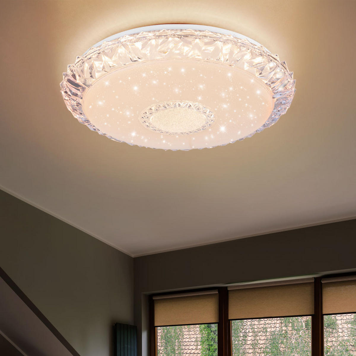 LED DECKENLEUCHTE Kristalloptik Weiß - Weiß, Metall (50/50/10cm)