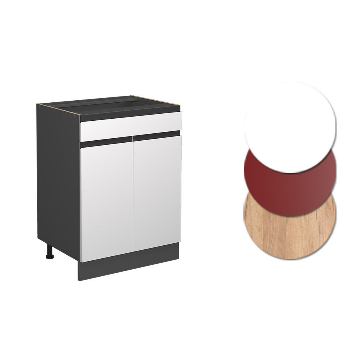 KÜCHENUNTERSCHRANK R-Line Weiß 80 cm AP Marmor - Anthrazit/Weiß, Holzwerkstoff (60/81.6/60cm) - Vicco