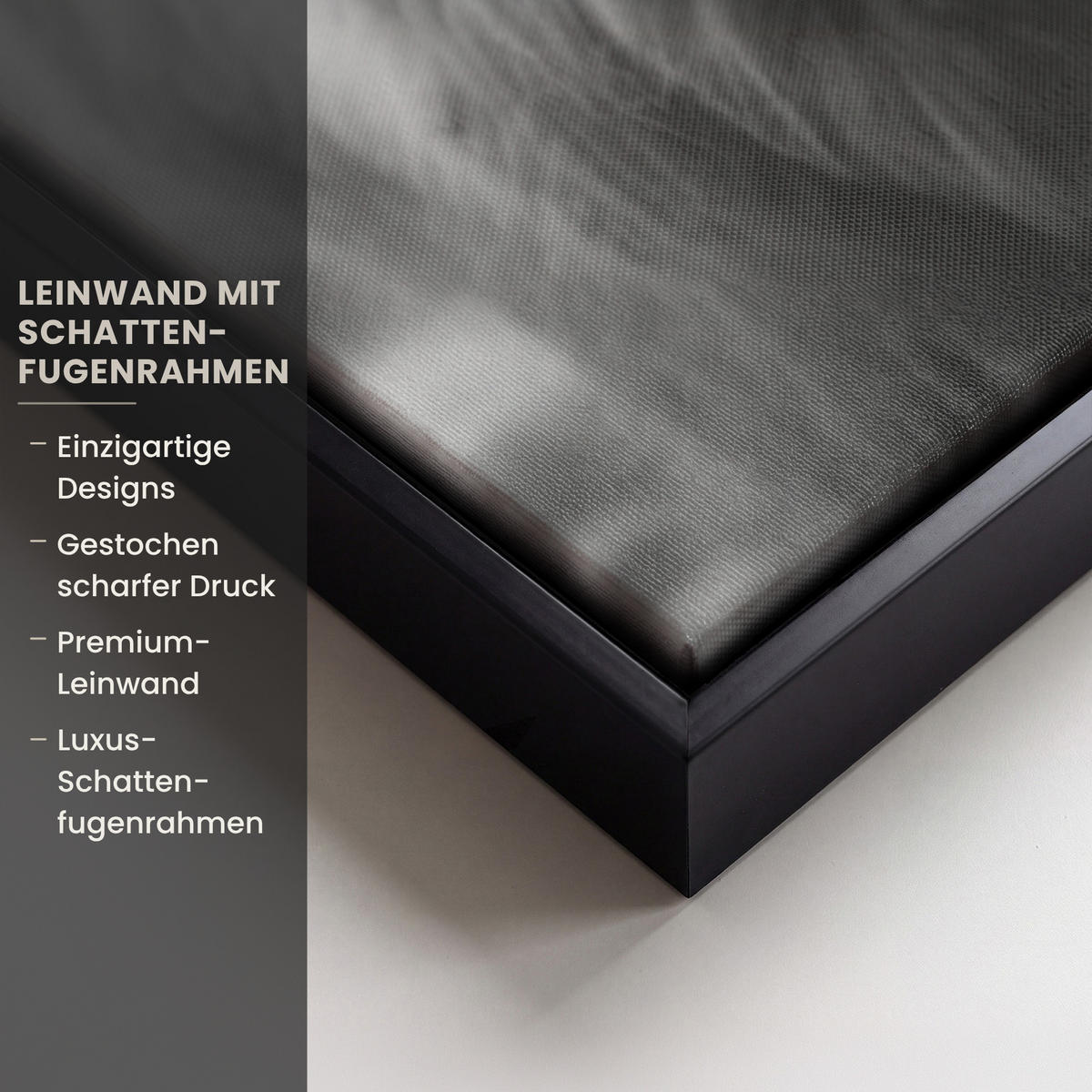 LEINWAND Bilder mit Rahmen - Schottischer Highlander - Nebel - Schwarz - Weiß - 40x60 - Grau, Textil (40/60cm) - MuchoWow