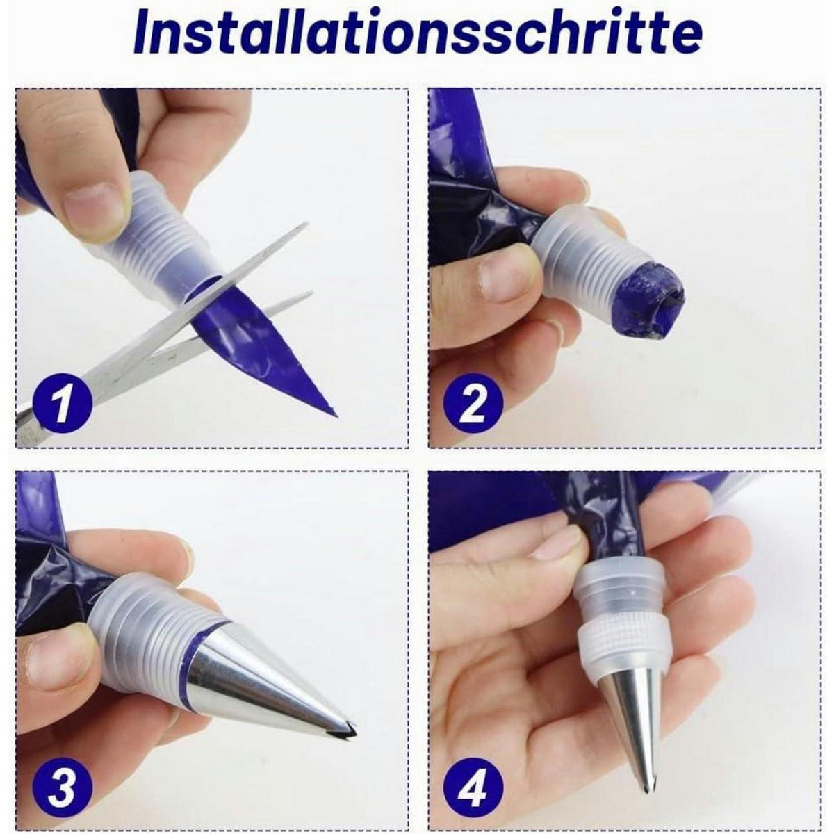 SPRITZBEUTEL Set 50 Stück Extra Groß 51.5 cm mit 6 Tüllen - Blau, Kunststoff (25/1/51.5cm)
