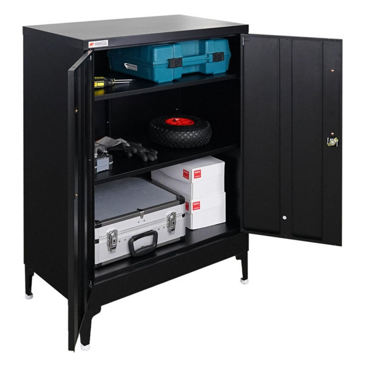 AKTENSCHRANK Elephant 2 Ebenen Schwarz 90x80x40cm - Schwarz, Metall (80/90/40cm) - PROREGAL