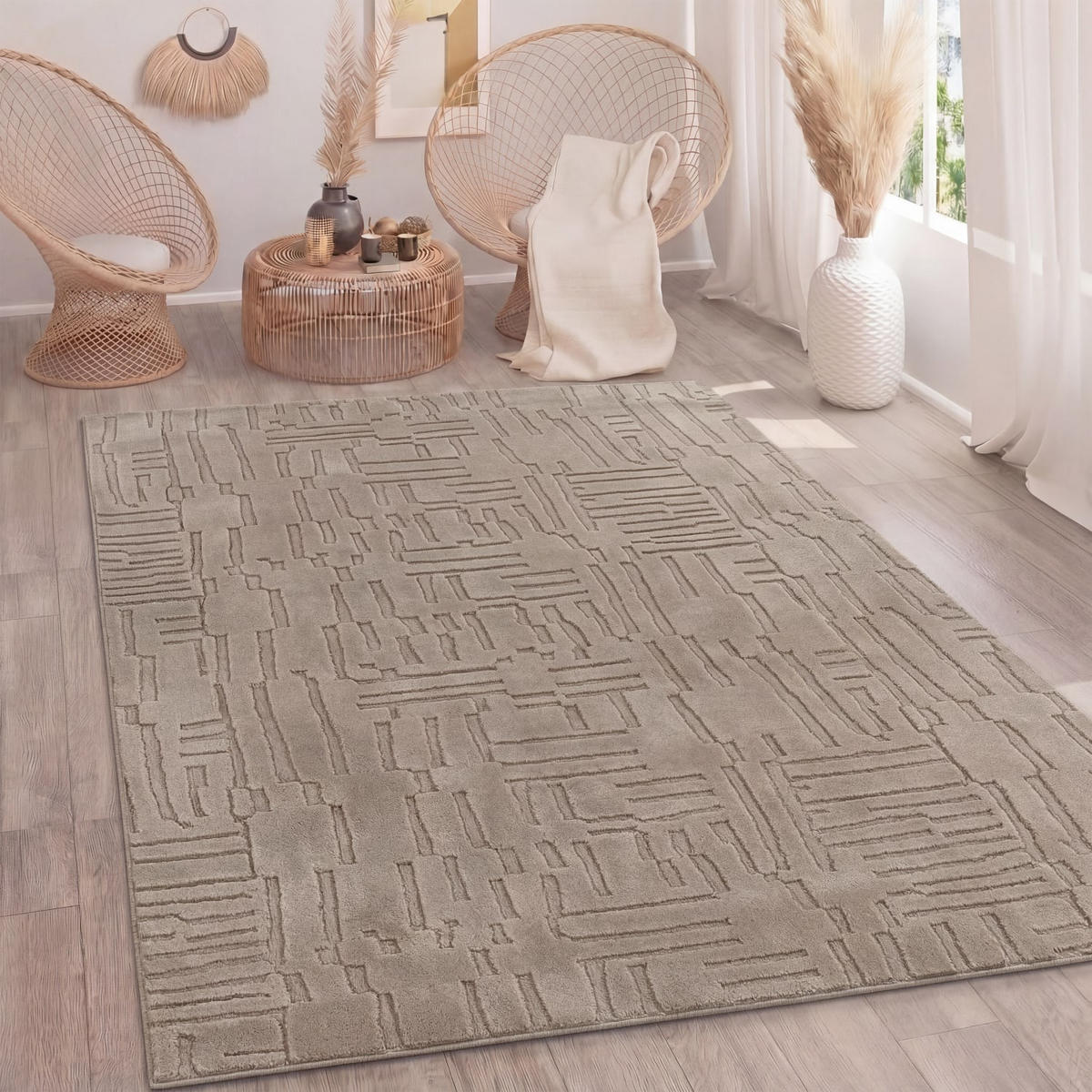 HOCHFLORTEPPICH 120/160 cm Tokio 476 - Taupe, Kunststoff (120/160cm) - Paco Home