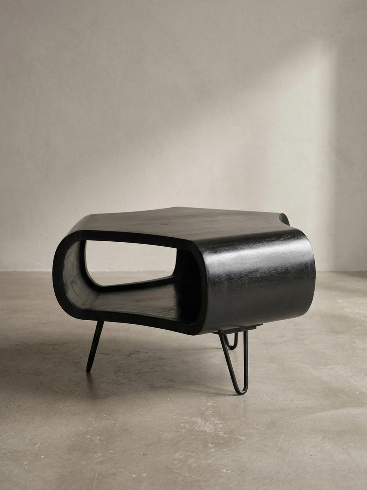 COUCHTISCH Schwarz Massivholz Mango mit Stauraum 60x60x35 cm Haarnadelbeine - Schwarz, Holz/Metall (60/60/35cm) - KADIMA DESIGN