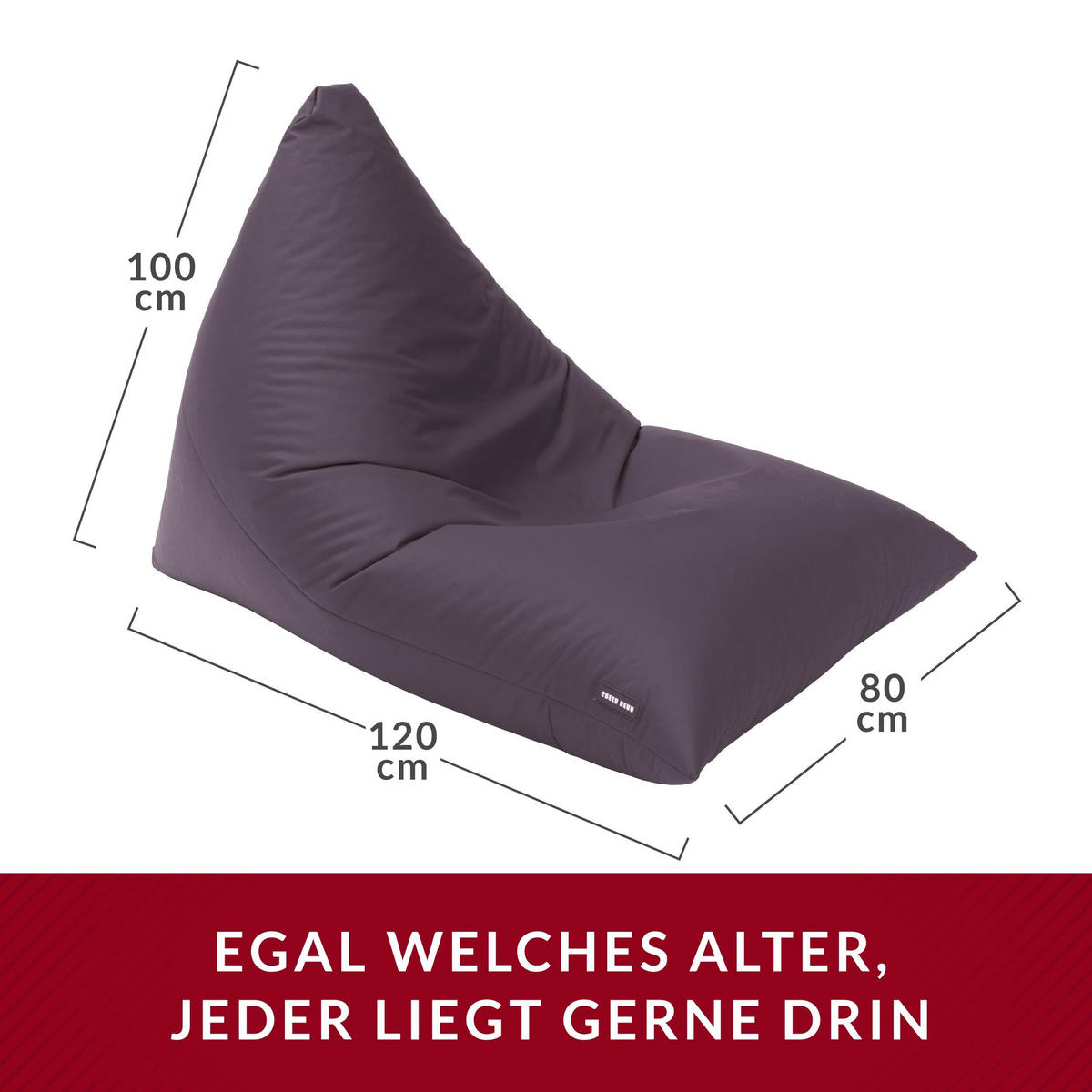 OUTDOOR SITZSACK Triangle 150x100x100cm - Anthrazit, Textil (100/100/150cm) - Green Bean