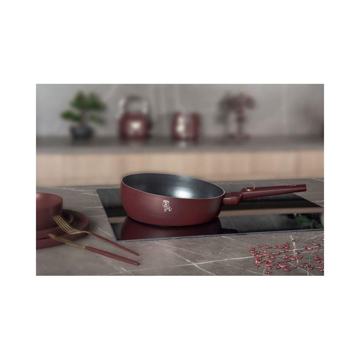 WOK Burgunderrot 26/26/9 cm BH8029 - Bordeaux, Metall (26cm) - Berlinger Haus