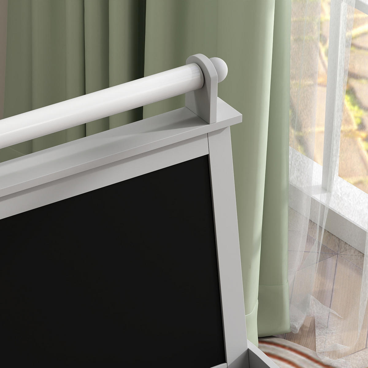 MALTAFEL DE-18186 3-in-1 mit Magnet- & Kreidetafel Grau - Grau, Holzwerkstoff (48/118/59cm) - ComfortXL
