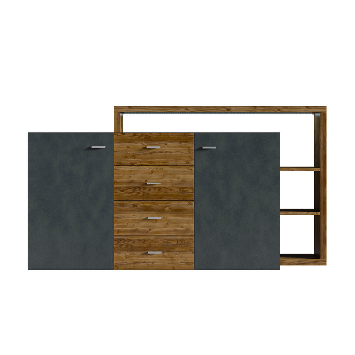 KOMODA Ilyes Sivo i drvo - siva, drvni materijal (180/98/37cm) - Petits-meubles