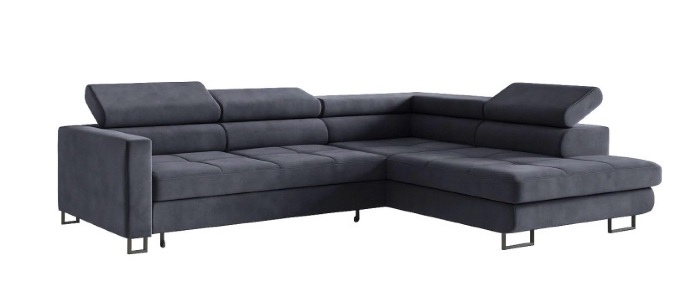 ECKSOFA Schwarz MERY P Ausziehbar Mit Verstellbaren Kopfstützen - Schwarz/Graphitfarben, Textil (250/200cm) - Sepro Meble