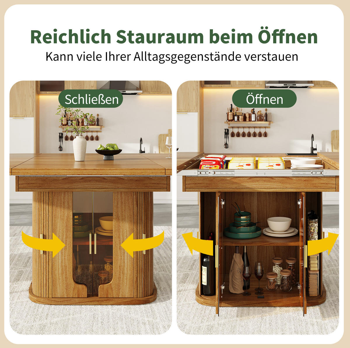 ESSTISCH aus MDF 118-158x118x77 cm Walnuss ausziehbar mit Stauraum, Schubladen und Glasfronten - Braun, Holzwerkstoff (118/118/77cm) - Modfu