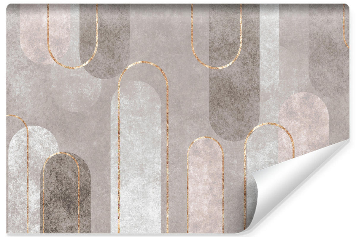 FOTOTAPETE Abstraktion Geometrische Muster Für Wohnzimmer 135x90cm - Beige/Weiß, Papier (135/90cm) - Muralo