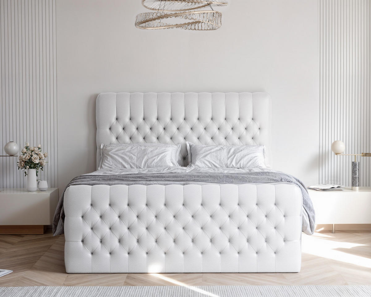 BOXBETT 120x200 cm mit Topper - Weiß, Textil (120/200cm) - Idohome