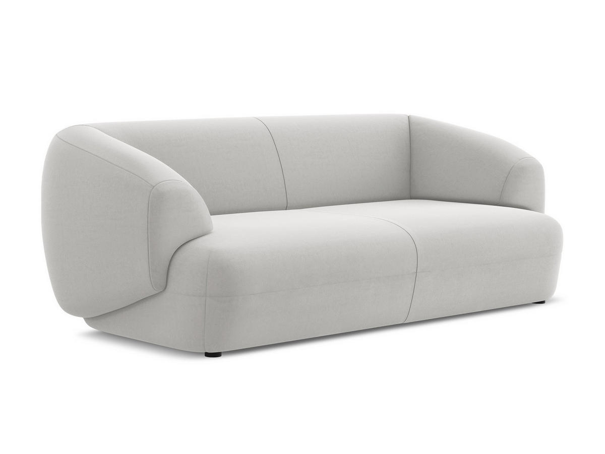 3-SITZER SOFA Samt Stoff Grau - Silberfarben/Schwarz, Kunststoff/Textil (212/81/98cm) - Makamii