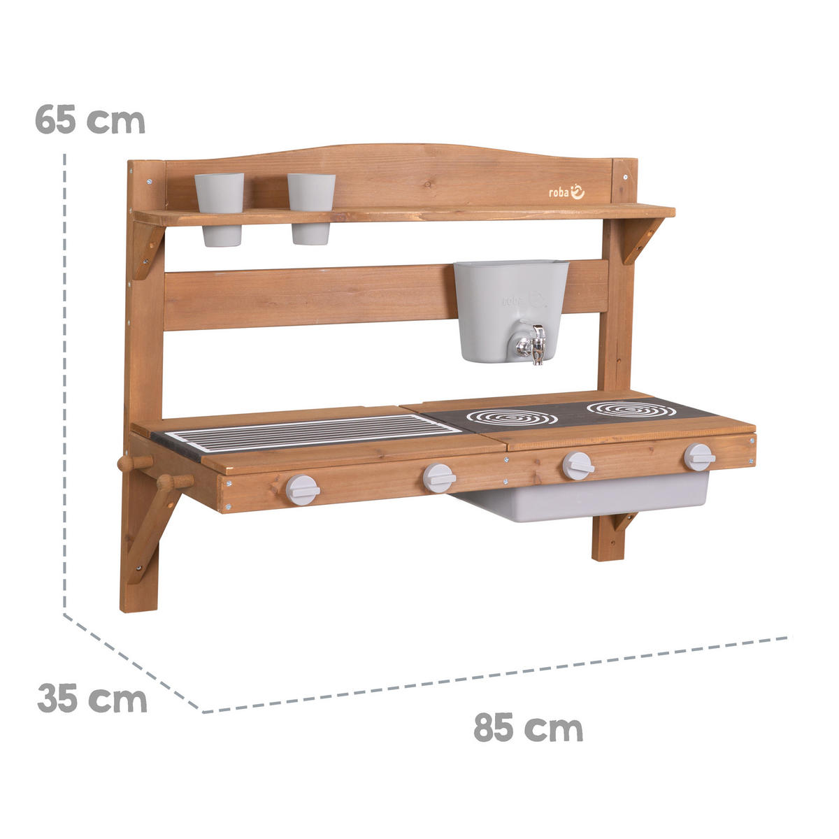 SPIEL- UND MATSCHKÜCHE zum Hängen teak - Teakfarben, Holz (85/65/35cm) - Roba