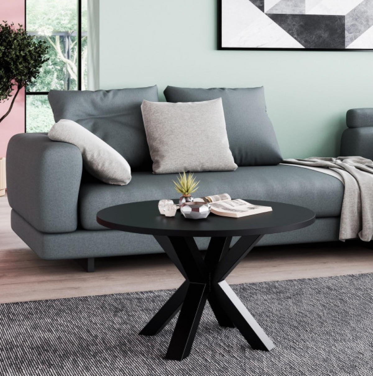 TISCH Schwarz NEO Rund 58 cm - Schwarz, Holzwerkstoff (58/58/45cm) - Sepro Meble
