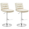 BARHOCKER 2er Set Lederlook creme - Chromfarben/Creme, Textil/Metall (42/94/56cm) - CLP
