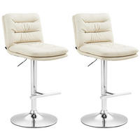 BARHOCKER 2er Set Lederlook creme - Chromfarben/Creme, Textil/Metall (42/94/56cm) - CLP