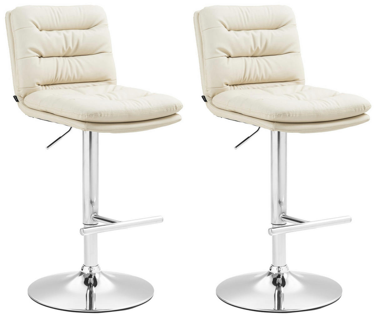 BARHOCKER 2er Set Lederlook creme - Chromfarben/Creme, Textil/Metall (42/94/56cm) - CLP