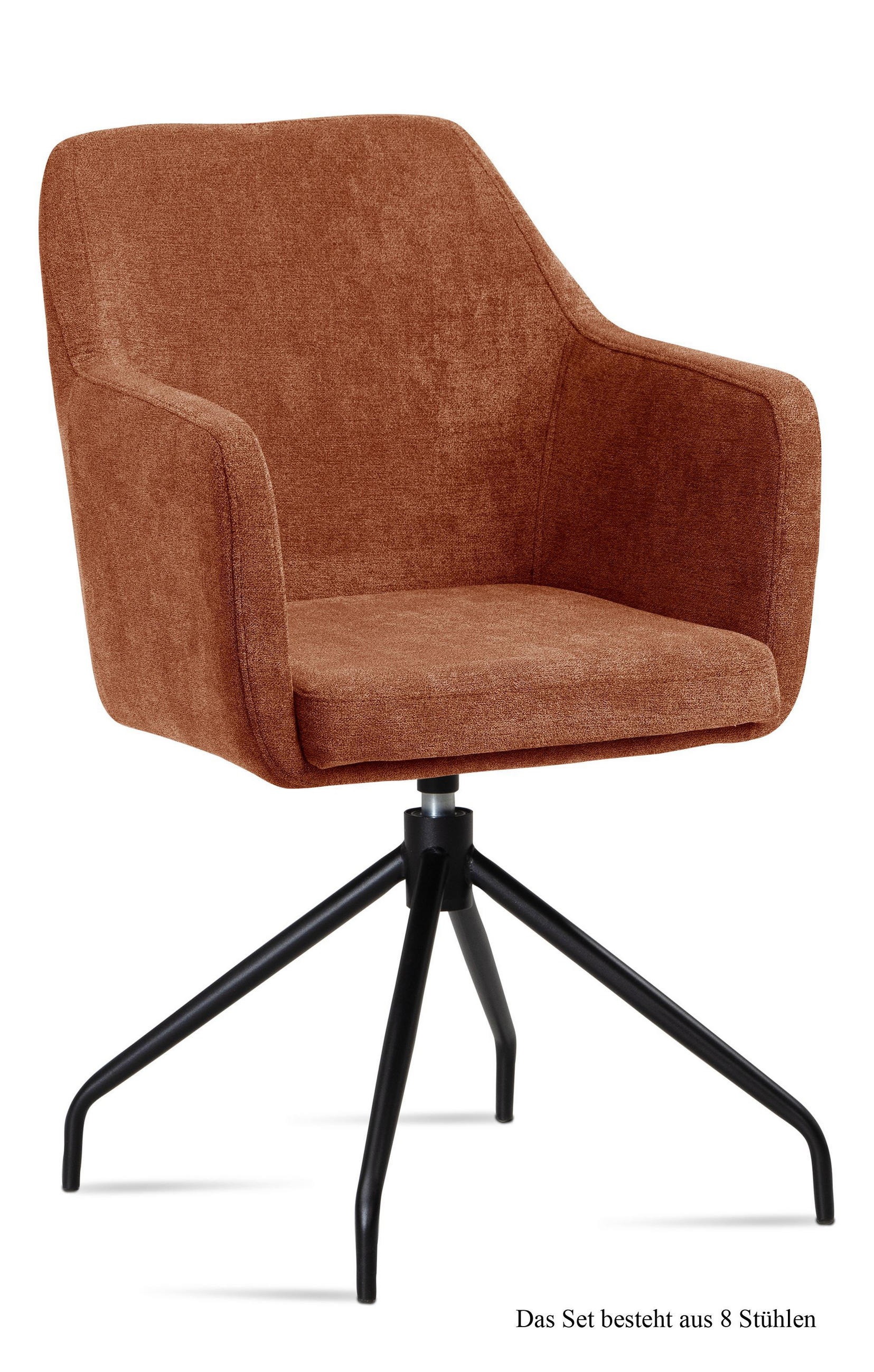 ARMLEHNSTUHL drehbar (8er-Set) Donnie 57x87x60 Schwarz/Cognac - Cognac/Schwarz, Kunststoff (60/87/57cm) - 58aufmkessel