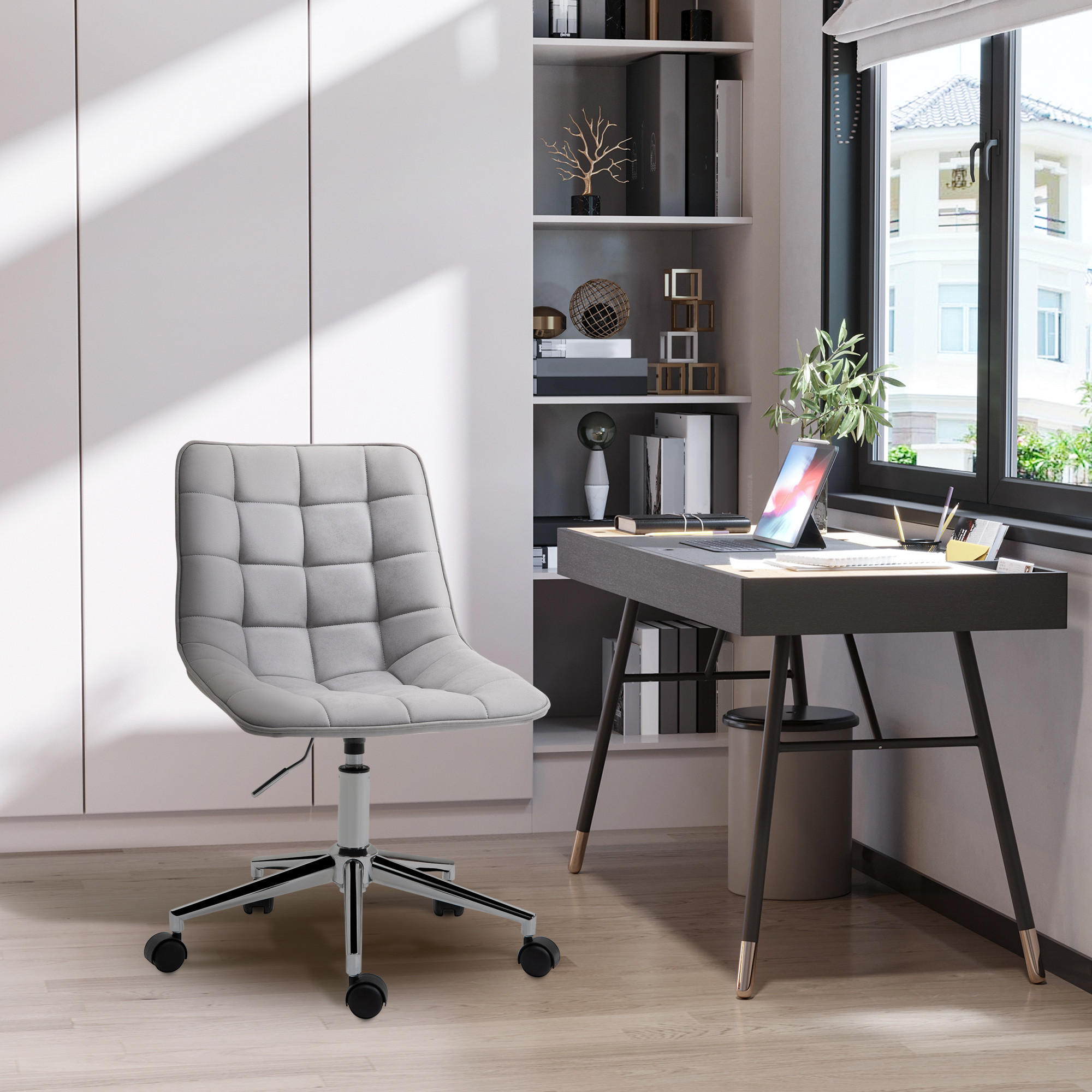 BÜROSTUHL, Mikrofaser, Hellgrau - Hellgrau, Kunststoff (60/90/60cm) - Vinsetto