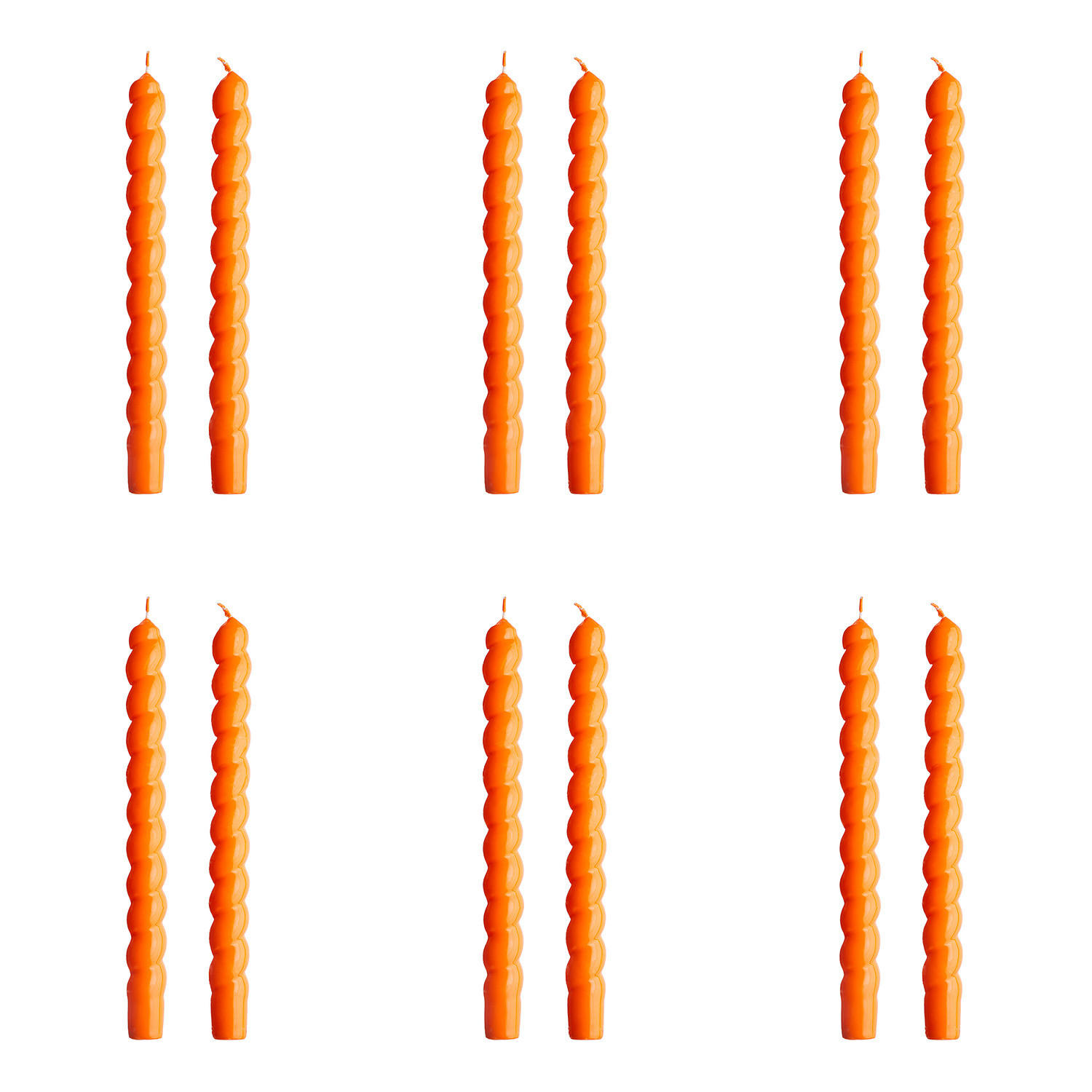 STABKERZE (12er Set) Twisted - Orange, Paraffin (2/25/2cm) - Butlers