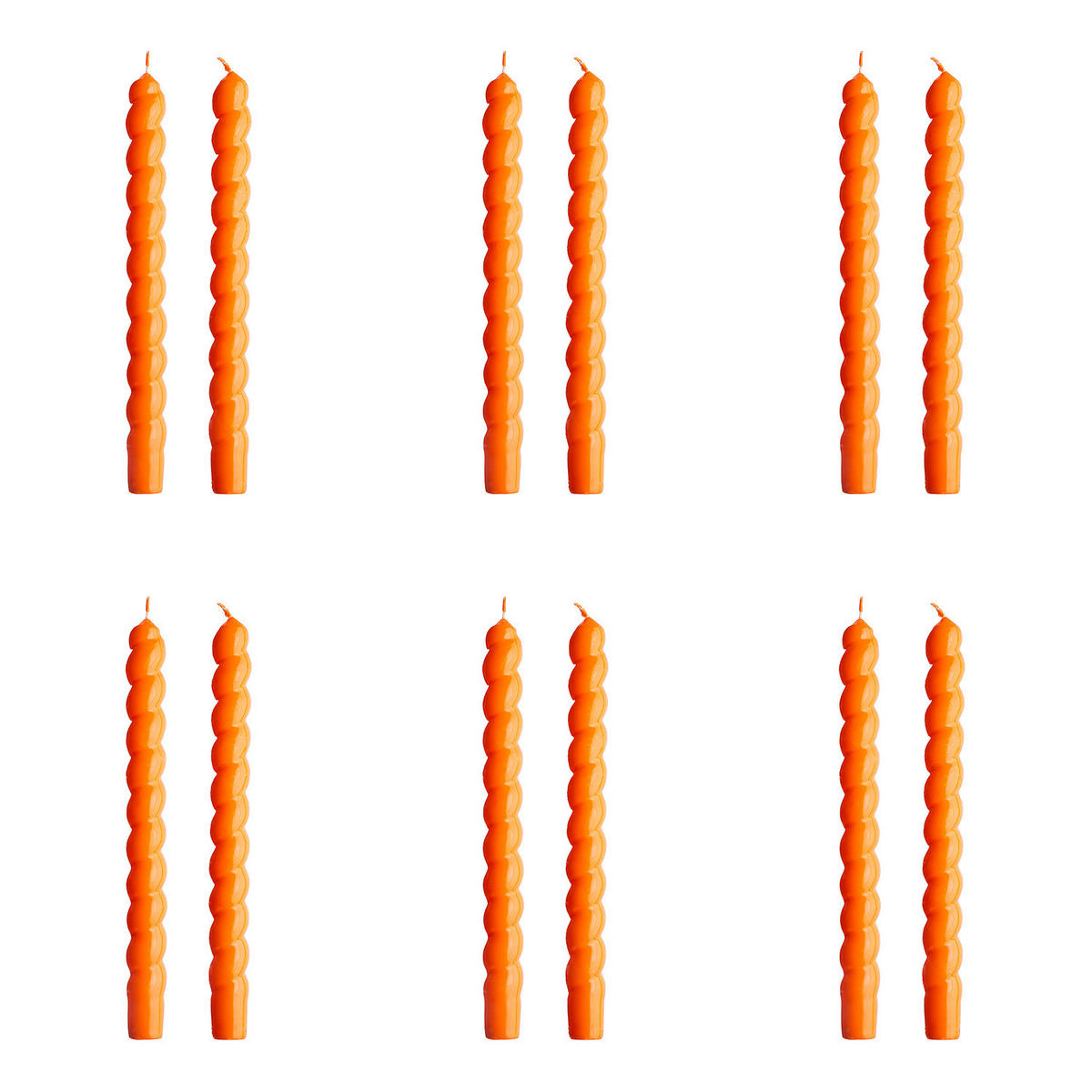 STABKERZE (12er Set) Twisted - Orange, Paraffin (2/25/2cm) - Butlers